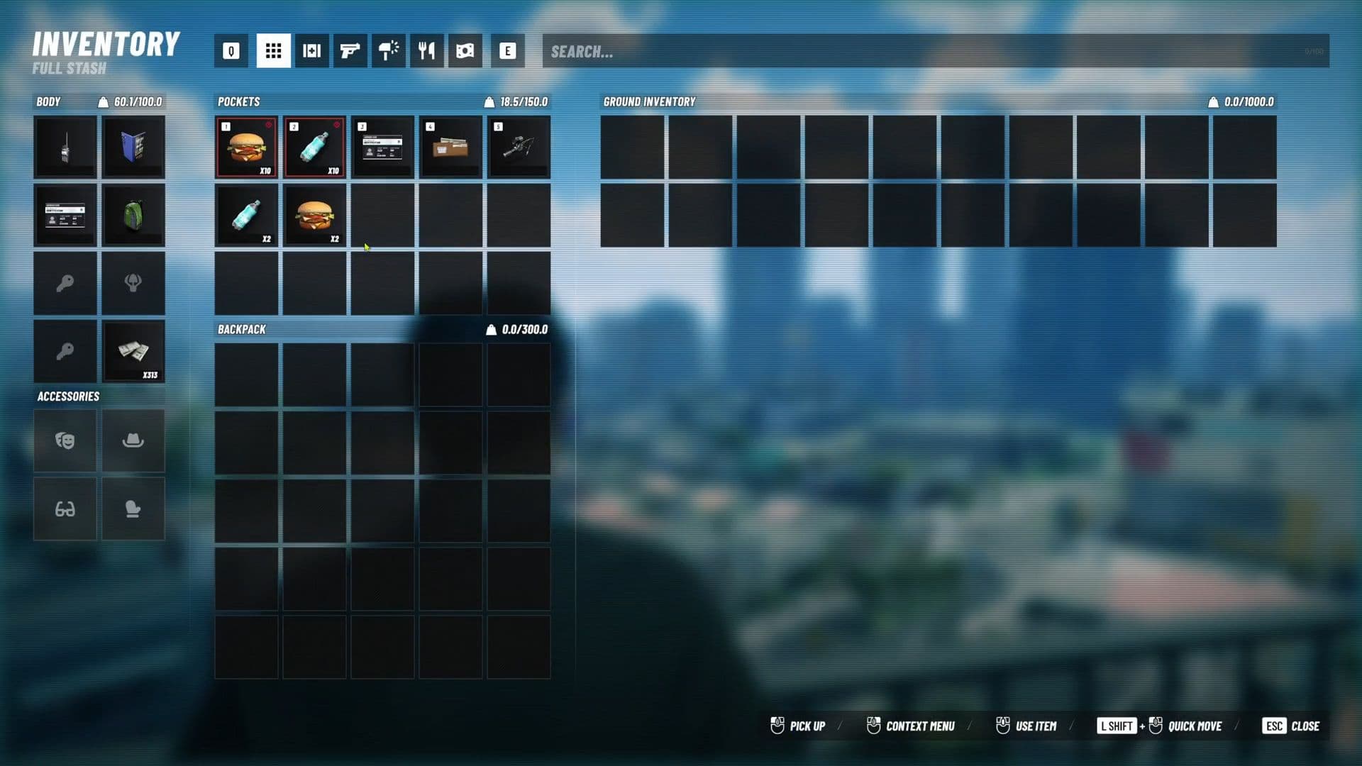Обновленный UI инвентаря в nopixel V